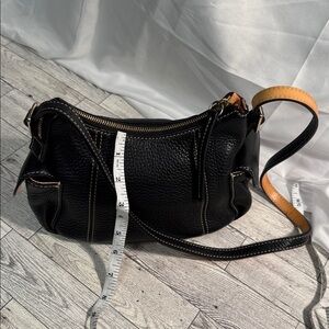 Dooney & Bourke Black Pebbled Leather Shoulder Bag with Gold Hardware